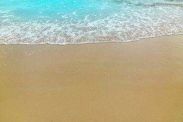 Fototapeta na wymiar Wave Blue Sky And Sand Beach.