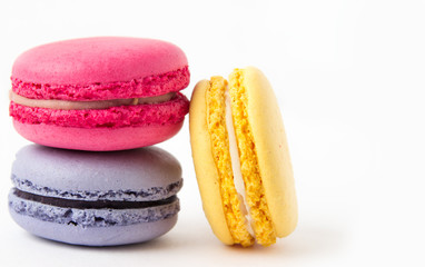 Set of colorful macaroons isolated on white background. Sweet macaroons