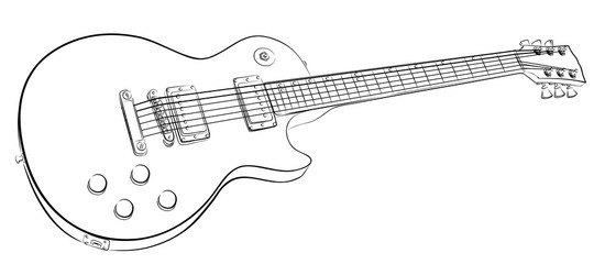 Naklejka premium guitar Sketch. 