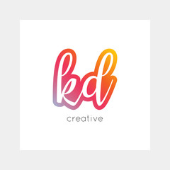 KD logo, vector. Useful as branding, app icon, alphabet combination, clip-art.