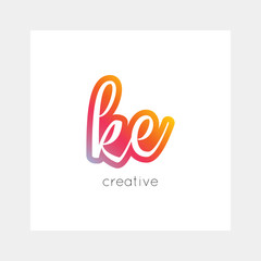 KE logo, vector. Useful as branding, app icon, alphabet combination, clip-art.