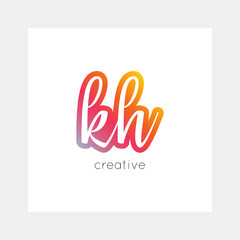 KH logo, vector. Useful as branding, app icon, alphabet combination, clip-art.