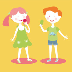 Children eat ice cream