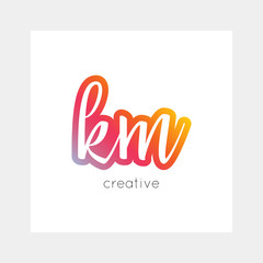KM logo, vector. Useful as branding, app icon, alphabet combination, clip-art.