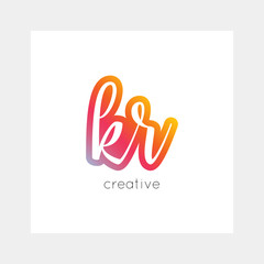 KR logo, vector. Useful as branding, app icon, alphabet combination, clip-art.