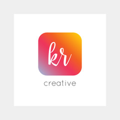 KR logo, vector. Useful as branding, app icon, alphabet combination, clip-art.