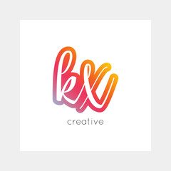 KX logo, vector. Useful as branding, app icon, alphabet combination, clip-art.