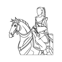 warrior samurai japanese character riding horse vector illustration