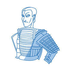 japanese samurai cartoon hero warrior clothes vector illustration