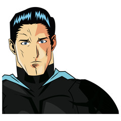 portrait super hero strong male justice symbol vector illustration