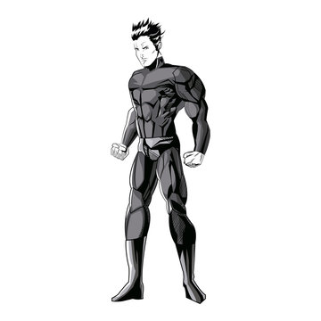 superhero figure standing proud image vector illustration