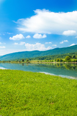 Fototapeta na wymiar Beautiful lake Sabljaki near Ogulin in Lika, Croatia, in spring 