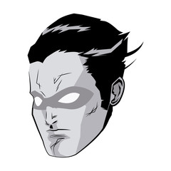 face super hero comic angry expression character vector illustration