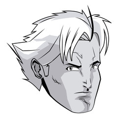 face super hero comic angry expression character vector illustration