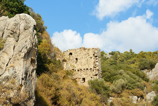 Ruins of ancient city Olympos in Lycia. Turkey