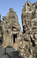 Ruins of the ancient temple of Bayon in Cambodia.