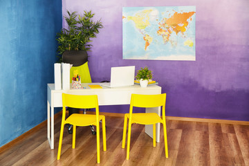 Office interior of travel agency