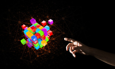 Idea of new technologies and integration presented by cube figure
