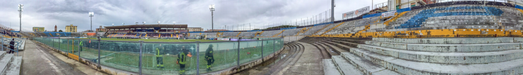 PISA, ITALY - FEBRUARY 2016: Panoramic view of Arena Anconetani stadium. This is the soccer venue for Pisa team