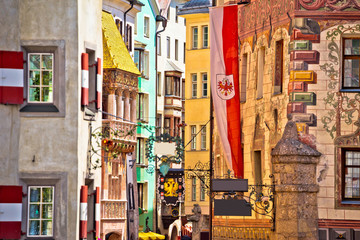 Historic street of Innsbruck view - obrazy, fototapety, plakaty