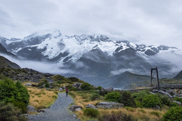 Hooker Valley Track, One of the most popular walks in Aoraki/Mt Cook National Park, New Zealand 
