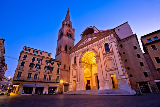 Mantova city Piazza Andrea Mantegna evening view