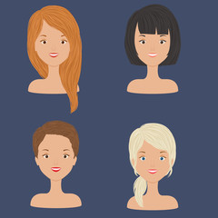 Four young beautiful women/girls portraits