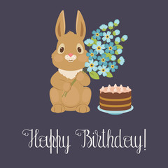 Happy birthday card with bunny/rabbit