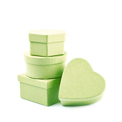 Pile of paper gift boxes isolated