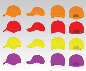 Colorful set of baseball cap vector