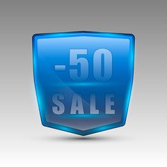 Fifty percent sale blue emblem