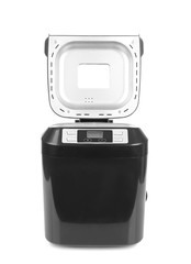 Modern bread machine on white background