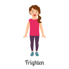 Cartoon little frighten girl