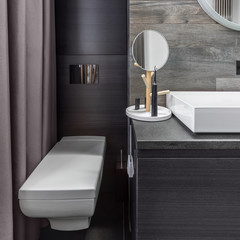 Bathroom with wall mounted toilet