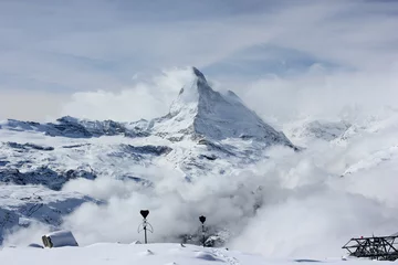 Crédence de cuisine en verre imprimé Cervin View of the Matterhorn from the Rothorn summit station. Swiss Alps, Valais, Switzerland.