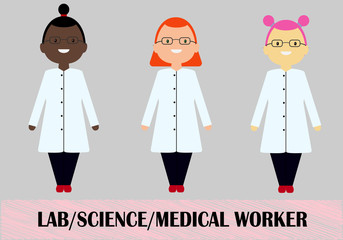 Woman scientist medical worker flat design