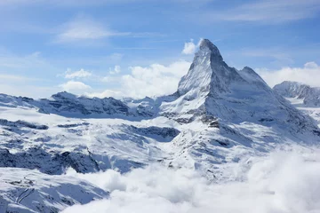 Fotobehang Matterhorn Uitzicht op de Matterhorn vanaf het bergstation Rothorn. Zwitserse Alpen, Wallis, Zwitserland.