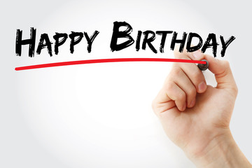 Hand writing Happy Birthday with marker, concept background