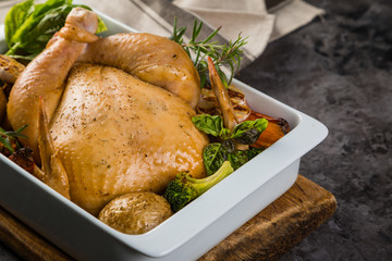 Roasted whole chicken