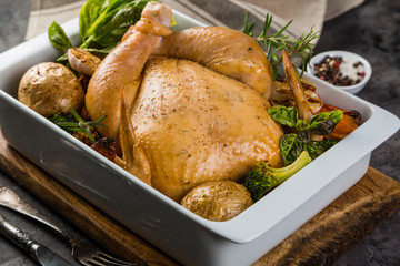 Roasted whole chicken
