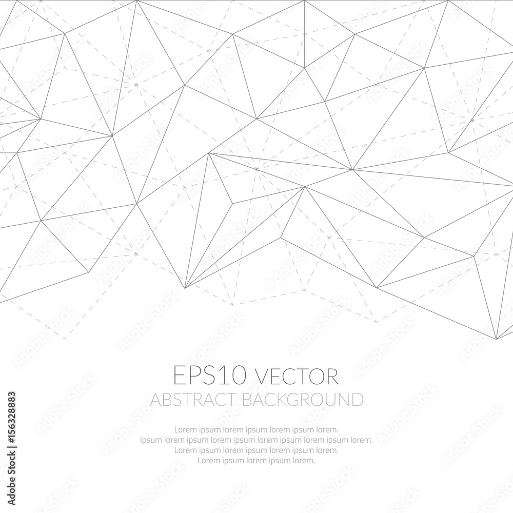 Poster abstract the white background with a pattern in the polygonal style. white space for text.