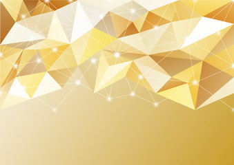 Abstract background in the polygonal style. Shades of gold. Metallic effect. Luxury and wealth.