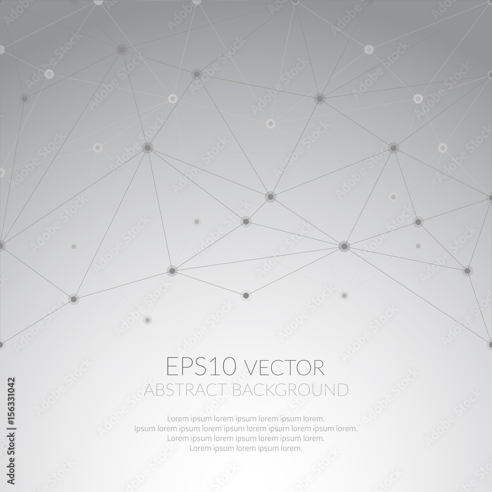Poster abstratnyj geometric background with a pattern of lines and dots. spider web shape.