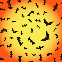 Obraz na płótnie Canvas Flying bats on sky background. Happy halloween. Vector illustration