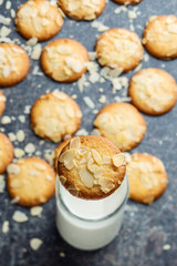 Sweet almond cookies with milk.