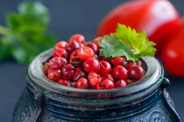 Peruvian pepper in old bowl