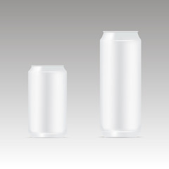 Package design.  Mock up illustration. Bank of carbonated water. Tasty drink, can lemonade or beer. Vector illustration
