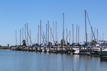 Fototapeta na wymiar Sailboats in Harbor Gulf Coast Texas