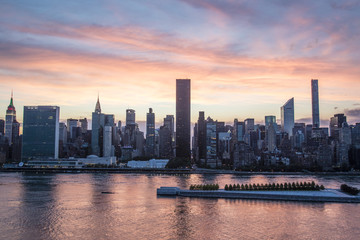 View at the skyline of Manhattan during sunset, New York City, USA