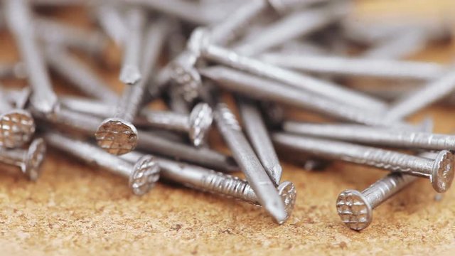 Iron nails on the cork surface